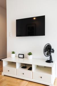 Televízia a/alebo spoločenská miestnosť v ubytovaní Apartament Lekka