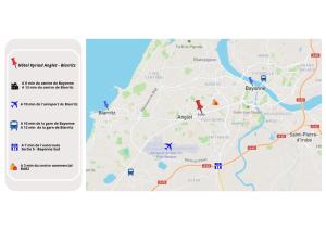 a screenshot of a google maps app with a map at Kyriad Anglet - Biarritz in Anglet