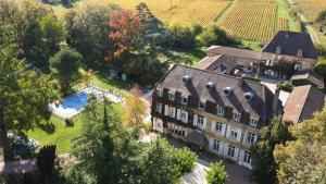 een luchtzicht op een groot huis met een tuin bij Château de La Barge in Chaintré