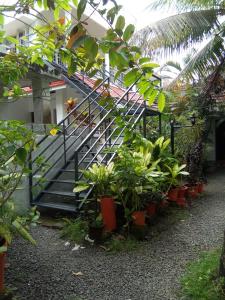 a set of stairs in a building with plants at Coconut Grove in Cochin