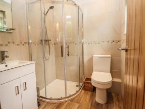 ein Badezimmer mit Dusche, Toilette und Waschbecken in der Unterkunft Lilac Cottage in Windermere + 15 Fotos