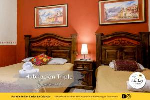 Cama o camas de una habitación en Posada de San Carlos La Calzada