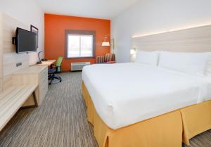 pokój hotelowy z dużym łóżkiem i telewizorem w obiekcie Holiday Inn Express Hotel & Suites Burleson - Fort Worth, an IHG Hotel w mieście Burleson
