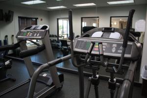 un gimnasio con dos cintas de correr y una cinta de correr en Holiday Inn Express & Suites Morton Peoria Area, an IHG Hotel en Morton