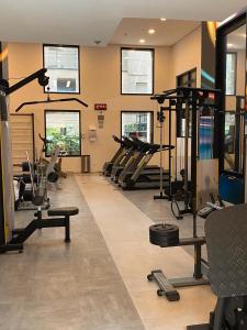 Fitness centrum a/nebo fitness zařízení v ubytování São Paulo Moema Times Square - Suite LUXO