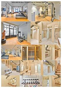 a collage of four pictures of a room at 131 - Urban Brand New 110m2 Beautiful Flat in Montorgueil in Paris