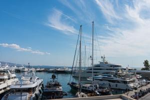 a group of boats docked in a marina at Elegant Suite - Piraeus in Piraeus