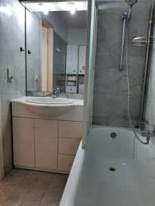 a bathroom with a tub and a sink and a shower at studionusi in Blankenberge +52 photos