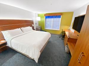 ein Hotelzimmer mit einem Bett und einem TV in der Unterkunft Holiday Inn Express & Suites - Dahlonega - University Area, an IHG Hotel in Dahlonega