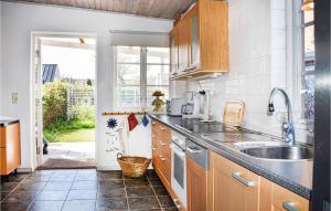 cocina con fregadero y encimera en Beautiful Home In Skillinge With Wifi, en Skillinge