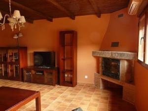 a living room with a tv and a fireplace at Apartamentos en sierra de gata la Noguera 2 in Villamiel