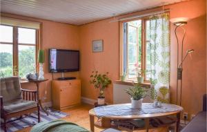 ロンネビューにある3 Bedroom Stunning Home In Ronnebyのリビングルーム(テーブル、テレビ、窓付)