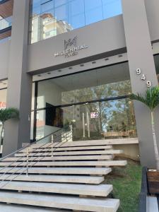 a set of stairs in front of a building at Studio Millenial con una gran vista en Sta Cruz in Santa Cruz de la Sierra