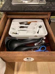a wooden drawer with a drawer at Inmueble cerca al estadio NID204 By Roots Rentals in Medellín