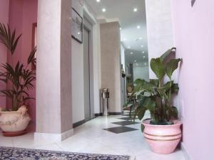 a hallway with potted plants in a building at Hotel Scilla in Scilla