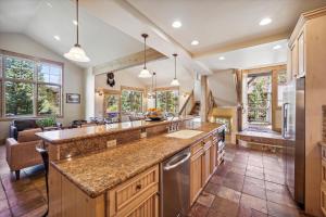 a kitchen with a large counter top in a room at Cucumber Patch #44 Apartment in Breckenridge