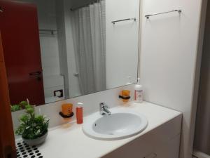 a bathroom with a sink and a mirror at Milano 3 Apartment Pal Cigni in Basiglio