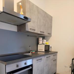 una cucina con lavandino e forno a microonde di le 3 marie a Reggio Emilia