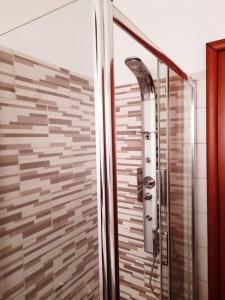 een douche met een glazen deur in de badkamer bij Casa vacanze “da Mara” in Rho