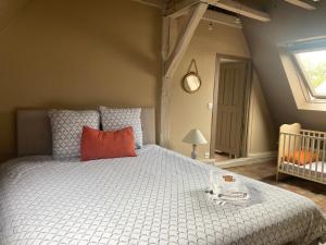 a bedroom with a large bed and a window at Les Chambres du Roi in La Flèche