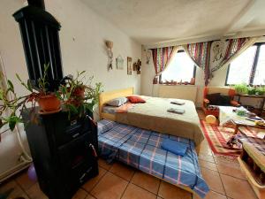 Uma cama ou camas num quarto em Impeccable apartment with view in Dolna Matka