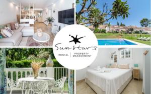 kolaż zdjęć willi z basenem w obiekcie Cozy 2 bedroom corner apartment in Puerto Banus with a Stunning Terrace w Marbelli