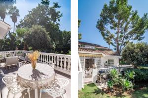 dwa widoki na patio i podwórko domu w obiekcie Cozy 2 bedroom corner apartment in Puerto Banus with a Stunning Terrace w Marbelli