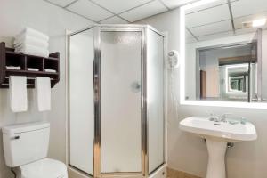 a bathroom with a shower and a sink at Best Western Burlington Inn in Westampton Township