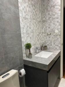 a bathroom with a sink and a toilet at Turista en casa Apartamento con 100 m2 in Lima