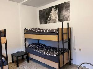 a couple of bunk beds in a room at Möblierte 1-Zimmer Wohnung im Zentrum Ottersbergs für Monteure und geschäftlich Reisende in Ottersberg