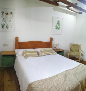 a bedroom with a large white bed with two pillows at Casa Alejandra in Murchante