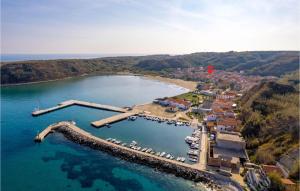 an aerial view of a harbor with boats in the water at Stunning Home In Susak With Kitchen in Susak