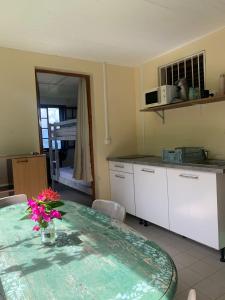Kuchyň nebo kuchyňský kout v ubytování Top Hill Hostel- Martinique- auberge dortoir