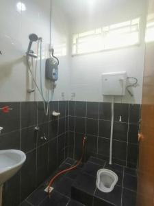 a bathroom with a sink and a toilet in it at Seri Guesthouse Dungun in Kampong Sura Masjid