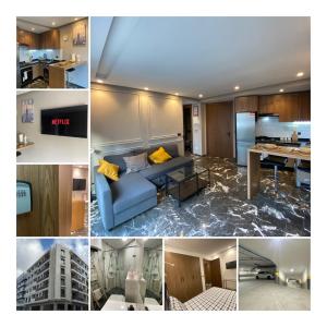 Зона вітальні в Lovely 1-bedroom rental unit near 2mars/Habous