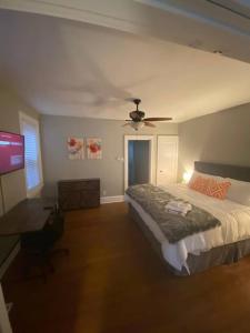 1 dormitorio con 1 cama y ventilador de techo en 6600A Arsenal First Floor One Bedroom One Bath in South City, en Ellendale