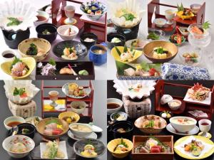 a collage of pictures of different types of food at Gion Fukuzumi in Kyoto +12 photos