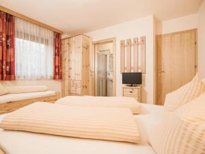 a bedroom with two beds and a television in it at Deluxe Apartment Sonnseite in Aschau