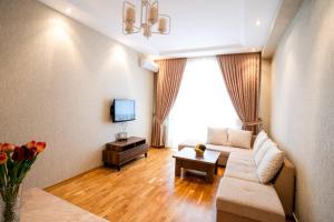 sala de estar con sofá y TV en Просторная квартира Баку, en Baku