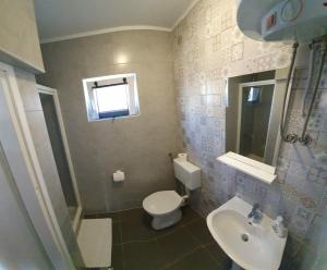 La salle de bains est pourvue de toilettes et d'un lavabo. dans l'établissement Apartment Mare, à Crikvenica