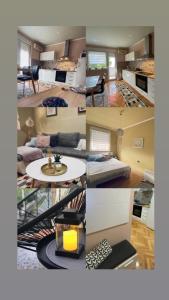 un collage de fotos de una sala de estar en Stan na dan Apartman Stella, en Sombor