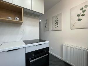 a kitchen with a sink and a stove at Cozy Apart - Self check-in 24h in Wrocław