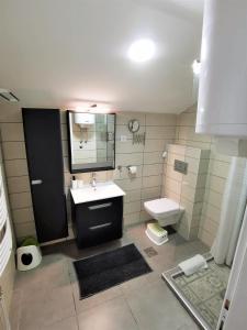 um banheiro com pia e vaso sanitário em Kod Dede Brzece em Brzeće mais 54 fotografias