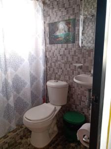 a bathroom with a toilet and a sink at Posada Lu.Lu in Choachí