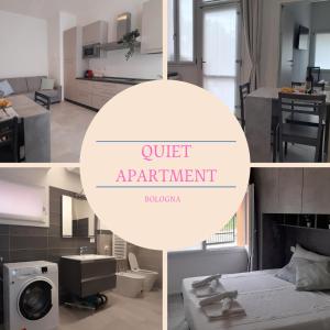 a collage of photos of a living room and a kitchen at Quiet Apartment - Affitti Brevi Italia in Bologna