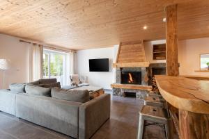 TV a/nebo společenská místnost v ubytování La Charbonnière, grand gîte haut-de-gamme avec jacuzzi et sauna