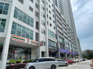 a white car parked in front of a building at Pool View Stylish Suite at Jelutong Penang 1-4pax in George Town
