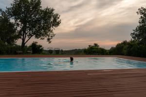 una persona está nadando en una piscina en il cannito, en Capaccio-Paestum