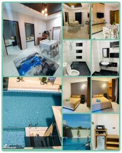 un collage de photos d'une chambre d'hôtel et d'une piscine dans l'établissement Grand Village Inn, à Pantai Cenang