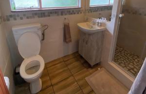 een badkamer met een toilet en een wastafel bij Overflow Cottage in Clarens